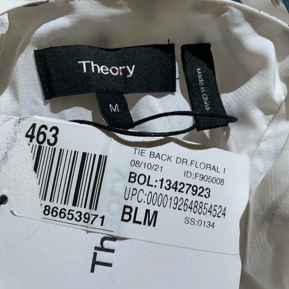 Theory Floral lkat Print Silk Tie Back Slip Midi Dress Size Medium - Picture 10 of 13